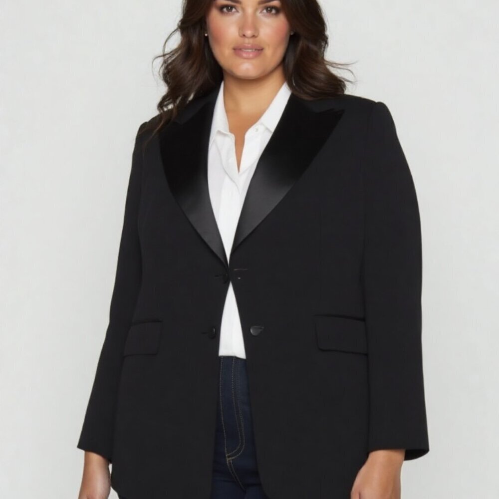 Blazer WORTHINGTON sophisticated black Jacket Size M NWT with satin shawl collar